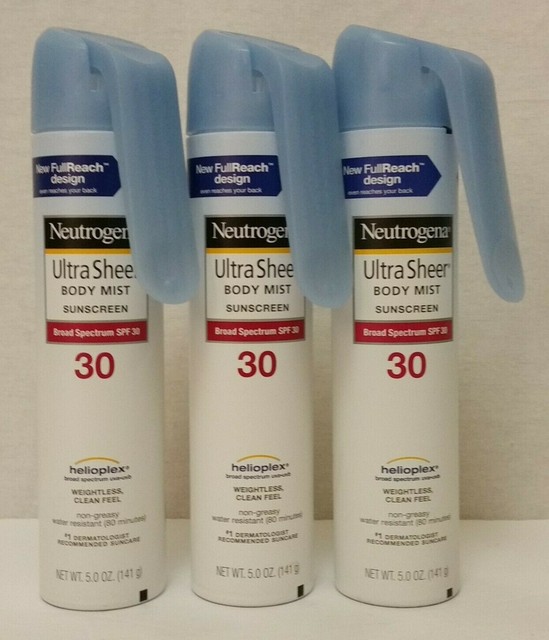 3Pack Neutrogena Ultra Sheer Body Mist Sunscreen SPF 30 (5 oz. each