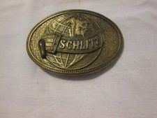 SCHLITZ BEER BELT BUCKLE Globe Brass Plated Vintage 1970's