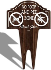 No Poop and Pee Zone Sign Double Sided Clean Up After Your Dog wooden,brown