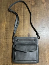 Dark Gray Faux Leather Nice Quality Handbag Purse Unbranded Pockets Clean! EUC