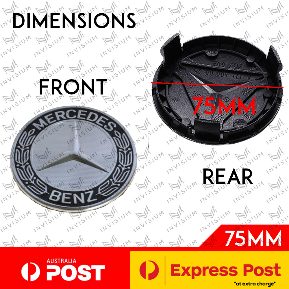 4x 75mm BLACK Wheel HUB Centre CAPS for Mercedez Benz C E S C63 CLA GLA ...