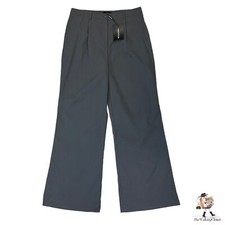 Pretty Little Thing Peach Skin Straight Leg Trousers Womens 12 Charcoal Pockets