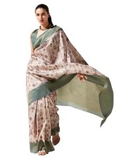 Women's Silk Blend Bagh Printed Saree With Unstitched Blouse