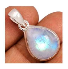 Natural Rainbow Moonstone Gemstone Handmade 925 Sterling Silver Pendant