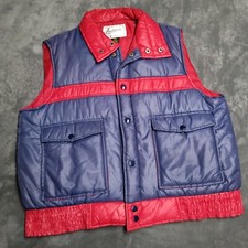 Vtg 70s 80s Large Puffer Vest Blue Made in Korea Hipster Streetwear Button