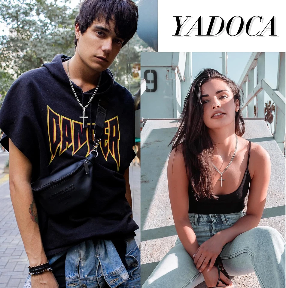 Collana Croce Uomo, Collana Con Pendente a Croce in Argento Sterling 925, Crocif - Immagine 3 di 4