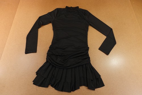 Eyyo Atelier Womens Medium Black Long Sleeve Mock Neck Layer Hem Mini Dress NWT - Afbeelding 4 van 9