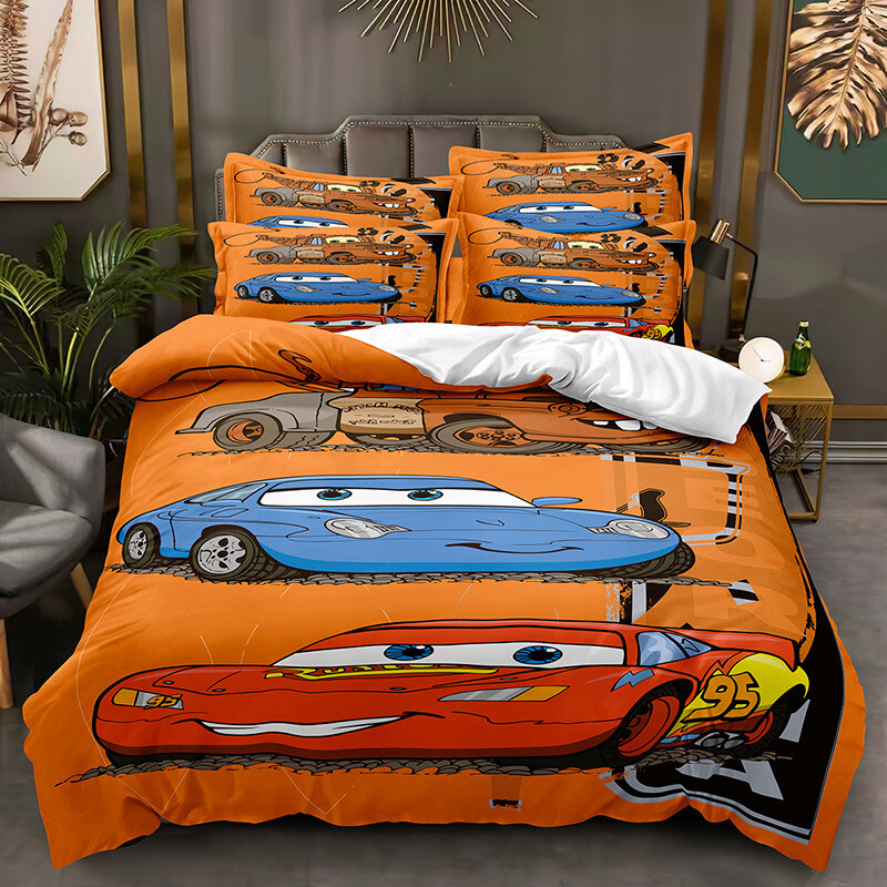 Cars Lightning McQueen Quilt Duvet Cover Pillowcase Bedding Set Single