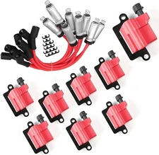 8 Pack Square Ignition Coil & Spark Plug Wire For Chevy GMC 4.8L 5.3L 6.0L 8.1L
