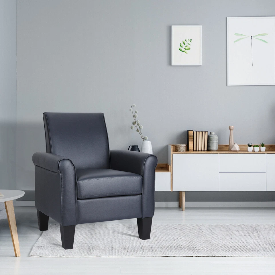 Sillones tapizados de cuero sintético moderno sofá individual Foto 3 de 4