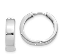 15mm 14K White Gold Square Hinged Hoop Earrings