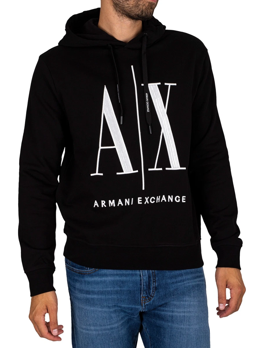 Armani Exchange Men's Embroidered Graphic Hoodie, Black