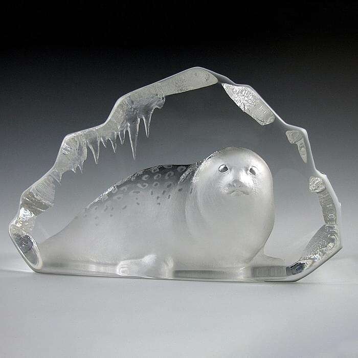 Scultura Design Mats Jonasson Målerås Cristallo Madre di Foca Svezia