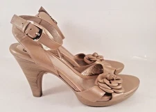 Sofft Beige Open-Toed Strappy Sandals for Women with Flower Detail, Size 10 M