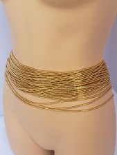 30"-60" SHINY GOLD Tie On African Waist Beads Belly Chain Weight Controller
