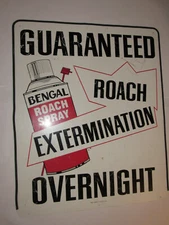 VINTAGE METAL ROACH SPRAY SIGN FROM A NC HARDWARE STORE! 30"x36"! DOUBLE SIDED! 