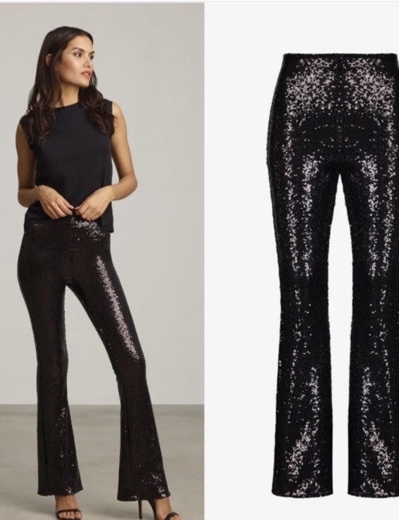 Commando High Waisted Black Sequin Long Flared Legging Stretch Pants M NWT! image 5