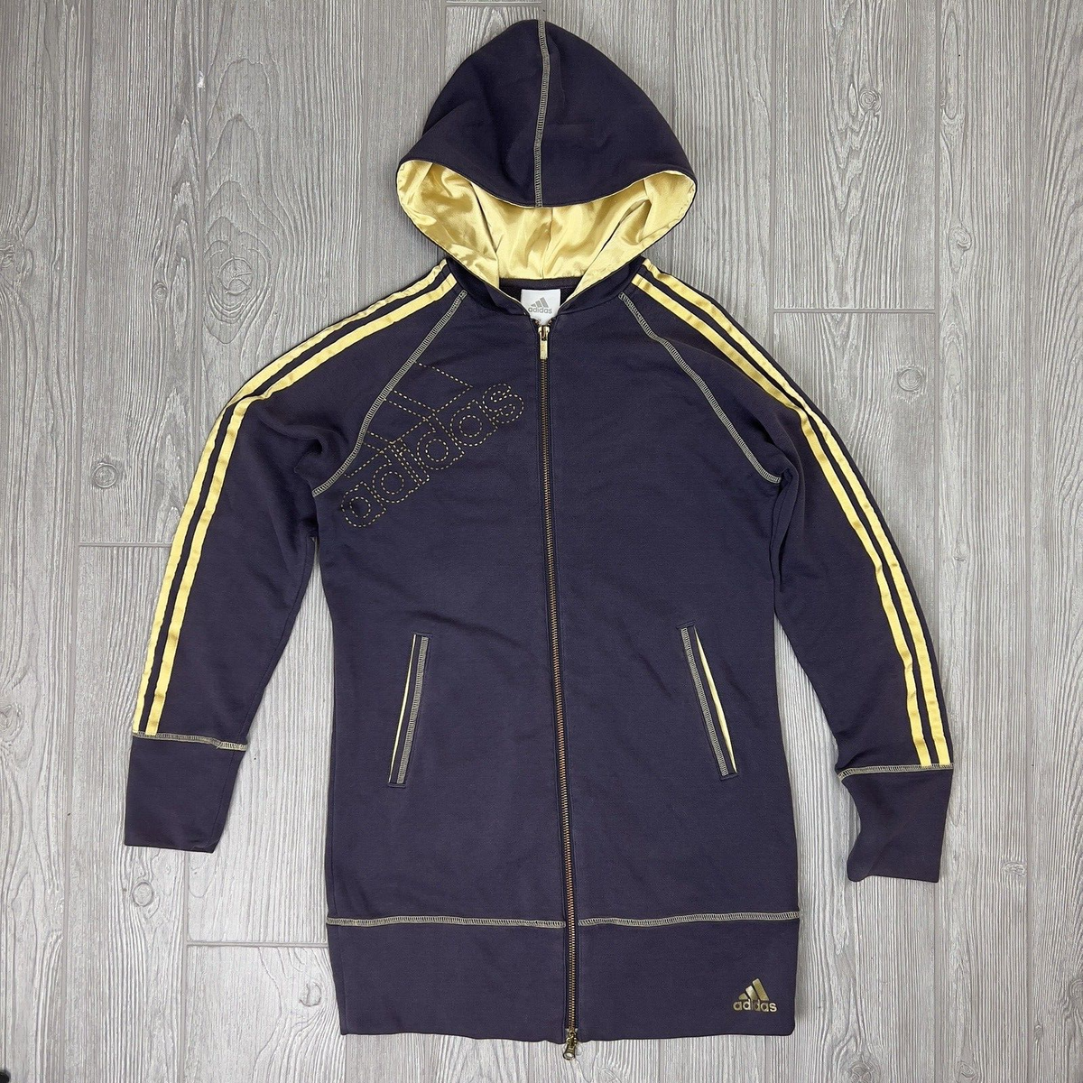Zip Hoodie Gray And Gold Adidas Hoodie Adidas Long Graphic Hoodie