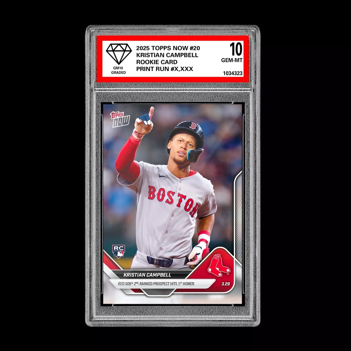 Graded 10 Kristian Campbell RC Rookie Red Sox HR 2025 MLB Topps