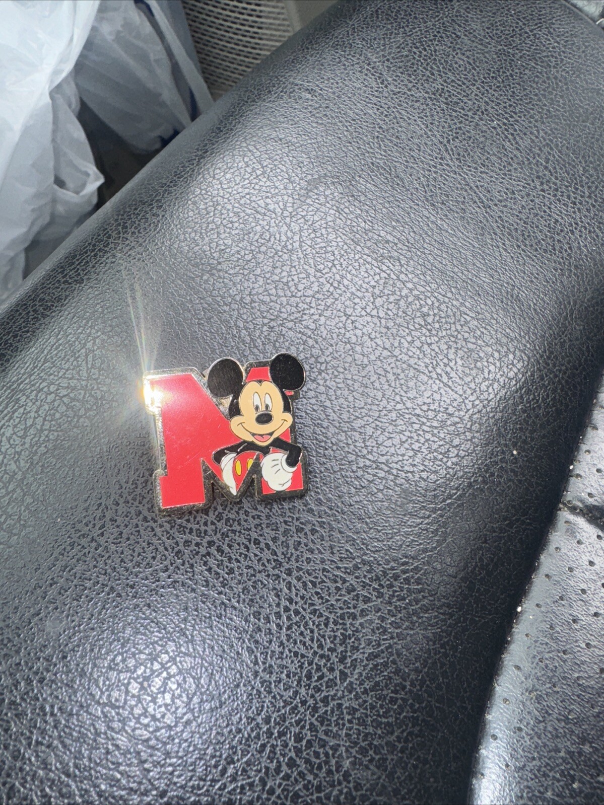 Disney   Mickey Head  Red Varsity M Letter Pin