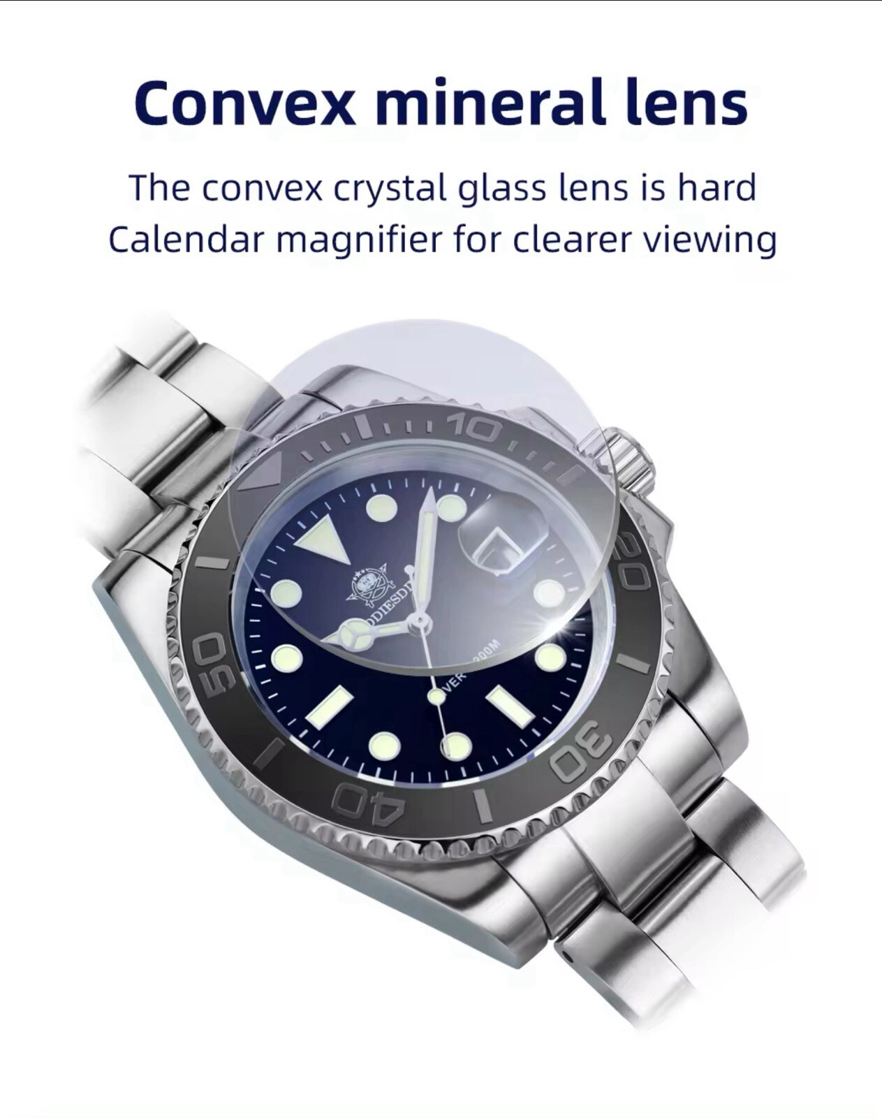 Addiesdive Quartz Watch For Men 200M Waterproof Silver Bezel UK STOCK - Image 7