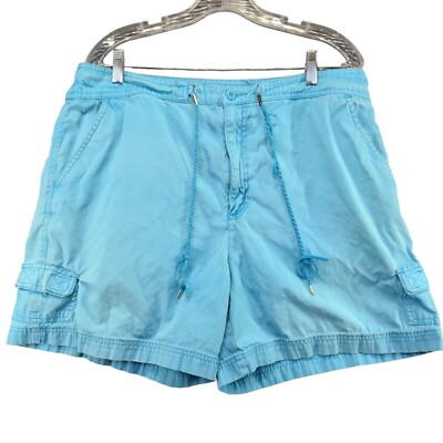 White Stag Women's Cargo Shorts 16 Neptune Blue Tie Front Cotton 6''