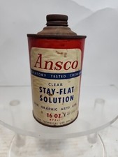 Ansco Clear Stay Flat Solution EMPTY 16 oz Metal Can Vintage Darkroom Display