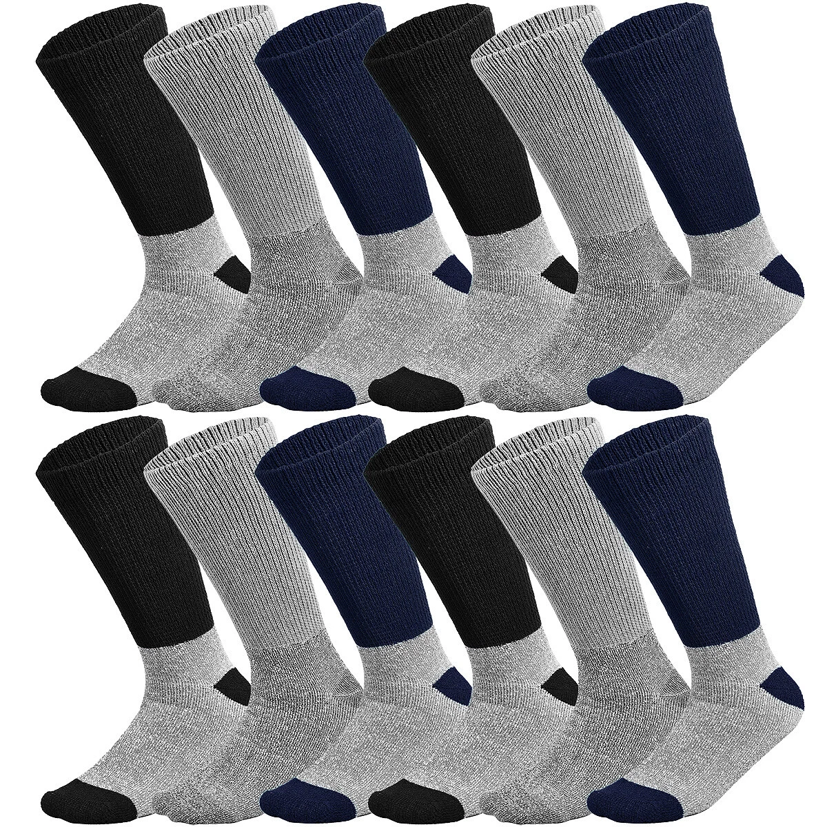 12 Pairs Thermal Crew Diabetic Socks Keep Foot Warm Non-Binding Thermal Socks