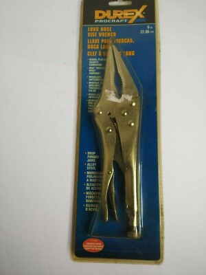 VINTAGE DUREX PROCRAFT 7528 LONG NOSE VISE WRENCH 9'' NICKEL PLATED ALLOY STEEL