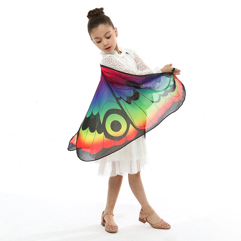 Fato de dança infantil fada xale asas de borboleta meninas acessório cosplay vermelho - Imagem 4 de 4