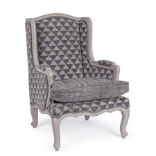 poltrona imbottita tessuto legno design classica poltrone vintage sedute sedie