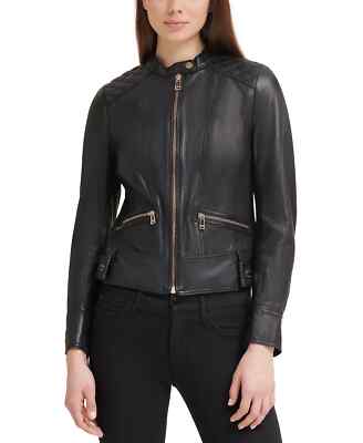 GUESS BLACK SOFT GENUINE LEATHER QUILTED SHOULDERS