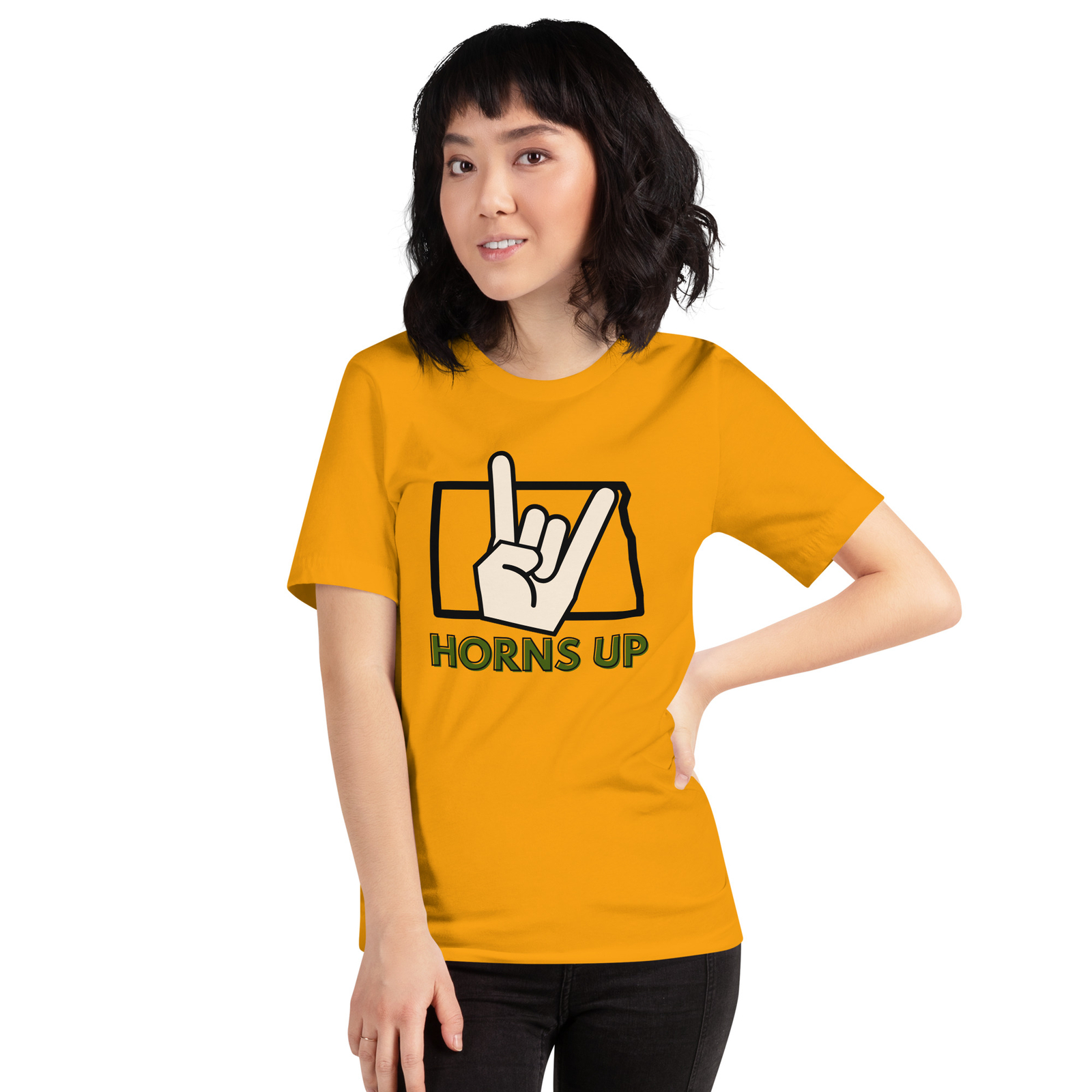 Horns Up State NDSU Gold Unisex tshirt S,M,L,XL,2X,3X,4X eBay
