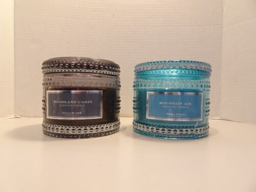 Homeworx MOUNTAIN AIR WOODLAND Candle 18 oz 4wick HOBNAIL Harry Slatkin Set of 2