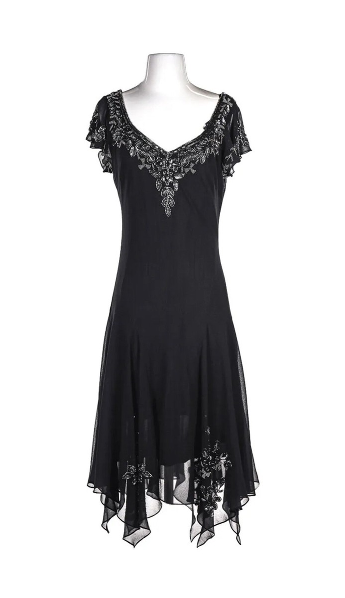 jkara cocktail dresses Vintage 90s NWT Jkara Black Beaded Cocktail Dress and Sheer Embellished Jacket 8