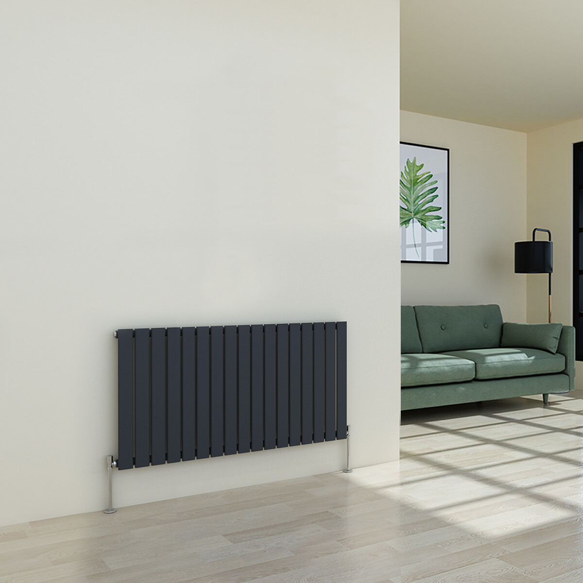 Horizontal Designer Radiator Flat Panel Modern Single Anthracite 600 x 1156mm