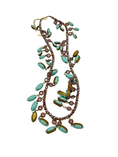 SERAFINA Anthropologie Purple Crystal Beads Dangle Turquoise Necklace - Picture 6 of 7
