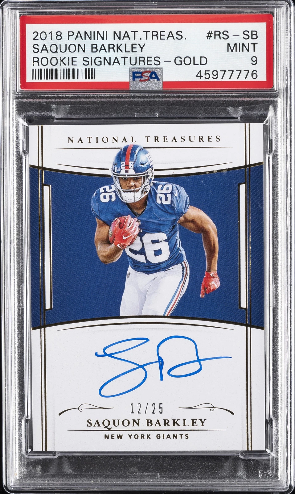 Saquon Barkley Panini National Treasures Rookie Signatures #RSSB Gold