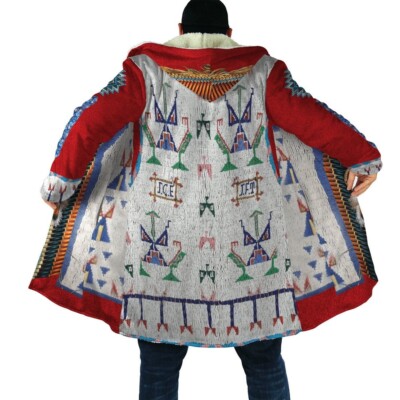 Thanksgiving Native American 3D All Over Printed Hooded Cloak Coat