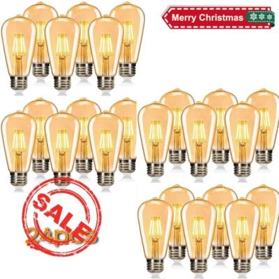 6/24x E27 LED Edison Bulbs Vintage Retro 4W ST64 Filament Light Bulbs Warm White