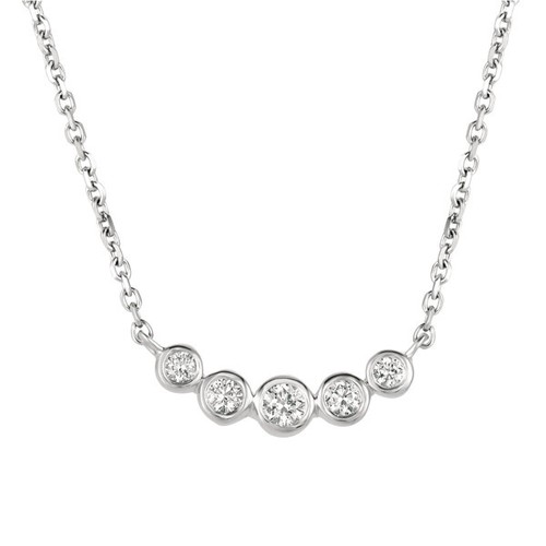0.35 Carat Natural Diamond Bezel Necklace Pendant 14K White Gold G SI 18 inch - Picture 1 of 3