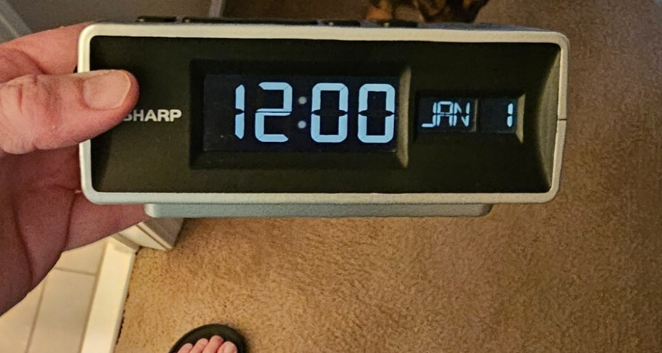 Vintage Sharp Home or Travel Alarm Clock Silver w/USB Port Shows Time and Date