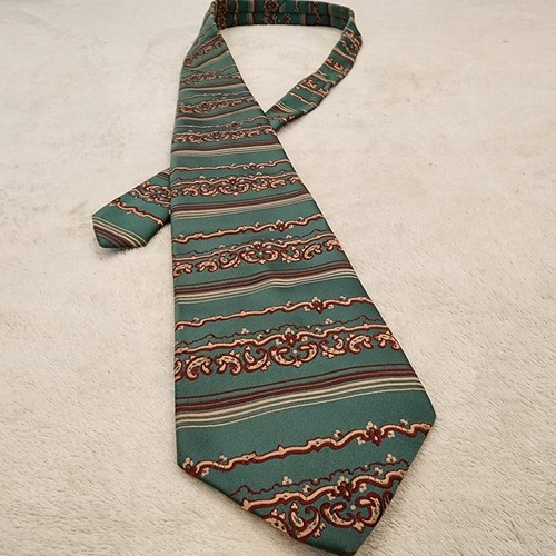 Vintage Don Loper of California Tie Neck Tie Mid Century Green Red Gold
