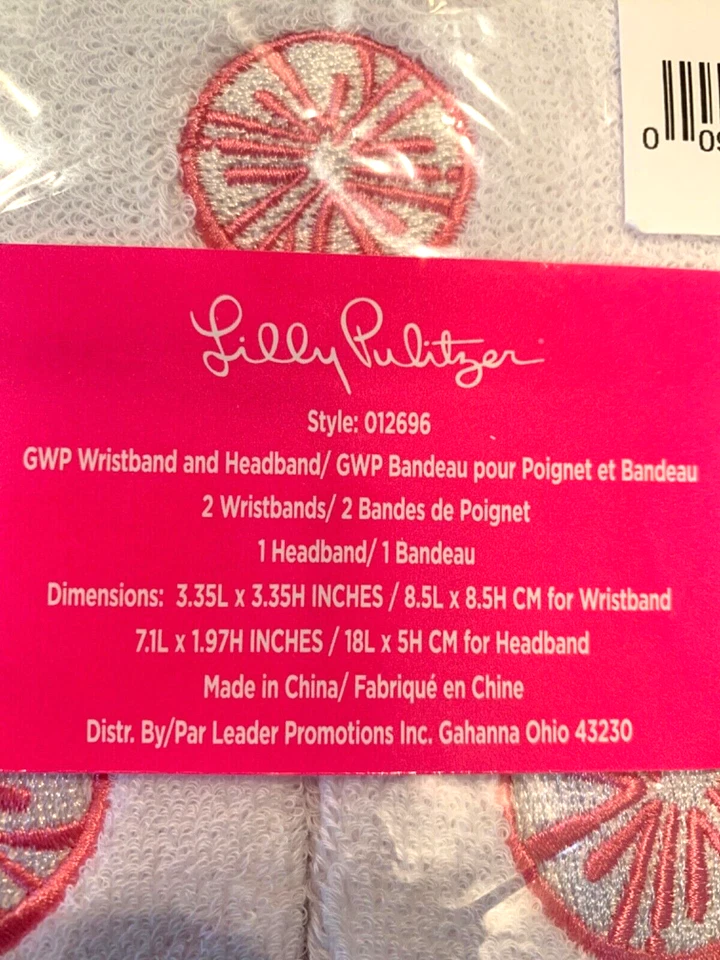 全新! Lilly Pulitzer 白色/粉色运动服腕带套装 (2) 和头带 (1) — 第 2/4 张图片