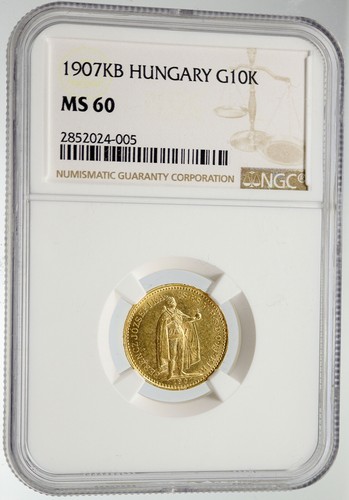 1907 HUNGARY Franz Joseph I Antique 10 Korona Gold Hungarian Coin NGC i119714 - Picture 3 of 4