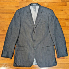 Oscar De La Renta Freedom Suit 42L 100 Wool Blazer Solid Gray Sport Coat Jacket