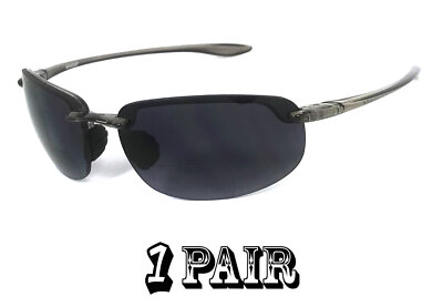 Rimless Inner Bifocal Wrap Around Sunglasses Sports Sun Reader Reading Glasses