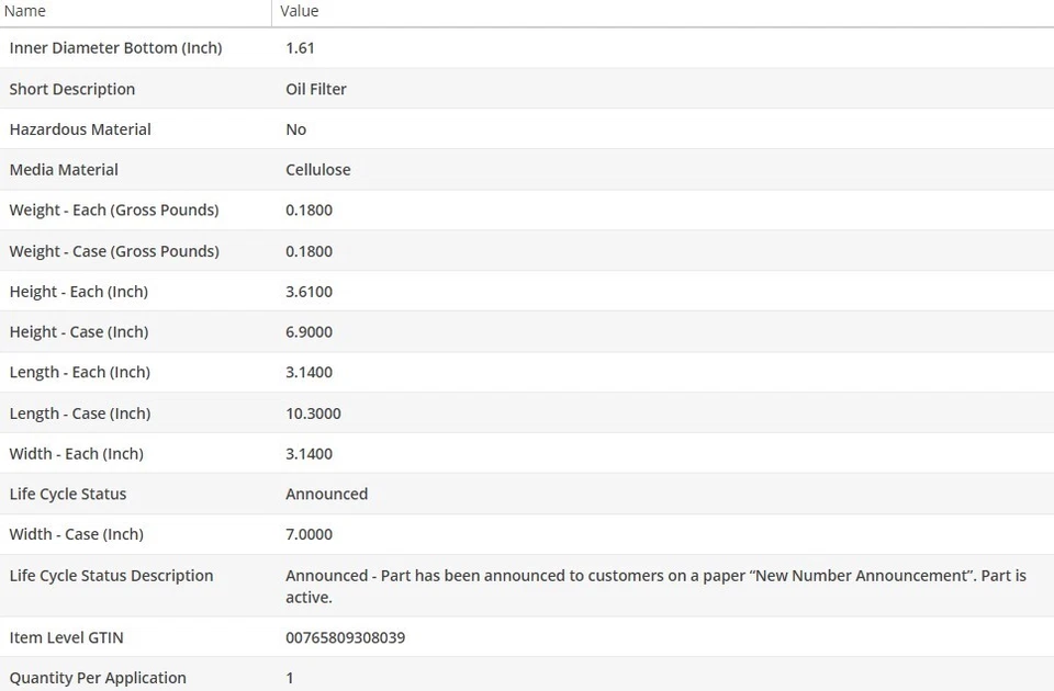 OEM Type Oil Filter WIX for BMW 328I XDRIVE 2013-2016 L4-2.0L - Image 4 of 4