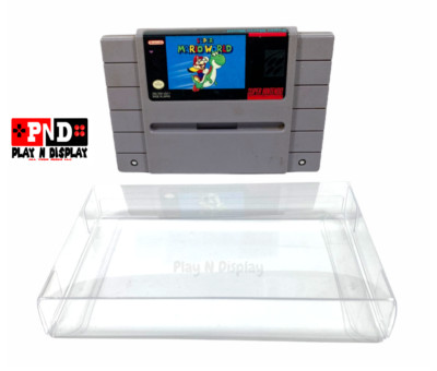25 SNES Super Nintendo Cartridge Cart Box Protectors Clear Case Sleeve Thick CIB