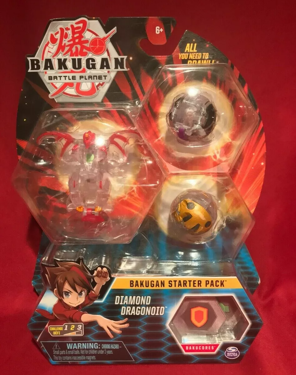 Bakugan Starter Pack - Diamond Dragonoid Ultra and 2 Bakugan Collectible  Action Figures